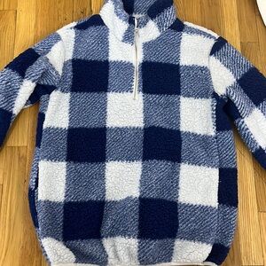 Quarter zip very soft flannel print sweater